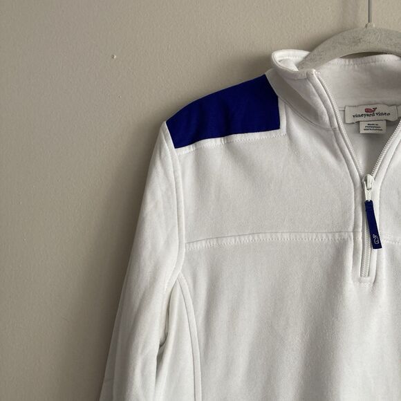 Vineyard Vines Womens Pullover 1/4 Zip Fleece Jacket Back Detail Sz Small White - Picture 3 of 12